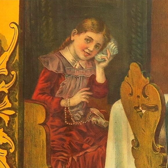 1909 Lithograph, A Happy Family, Gray Lith Co NY, Sailor Homecoming, 20x15" - Picture 2 of 5